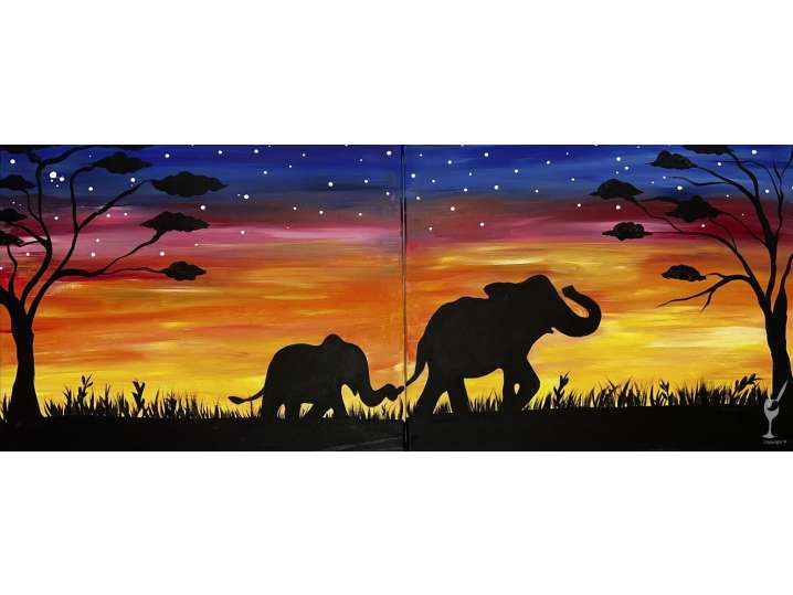 Paint and Sip - Elephants at Sunset - Houston | Classpop!