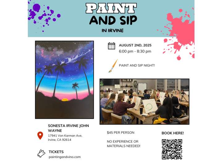 Paint and Sip - Vibrant Night Sky Palms - Orange County | Classpop!