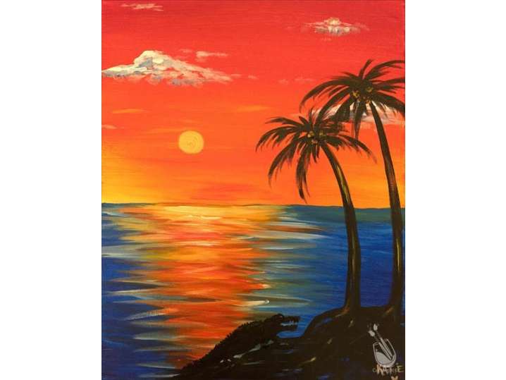 Paint and Sip - Blazing Tropical Sky - Houston | Classpop!