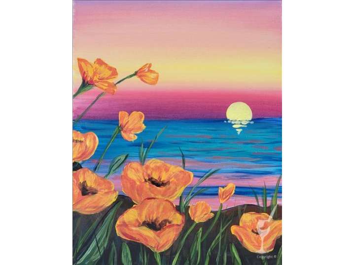 Paint and Sip - Poppies by the Seaside - Houston | Classpop!