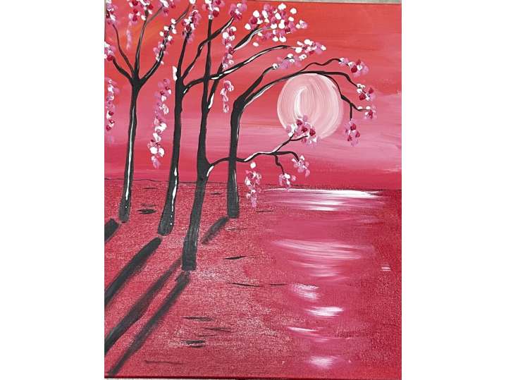 Paint and Sip - Cherry Blossoms in Moonlight - Indianapolis | Classpop!