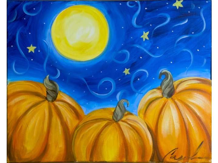 Pumpkins on a Starry Night