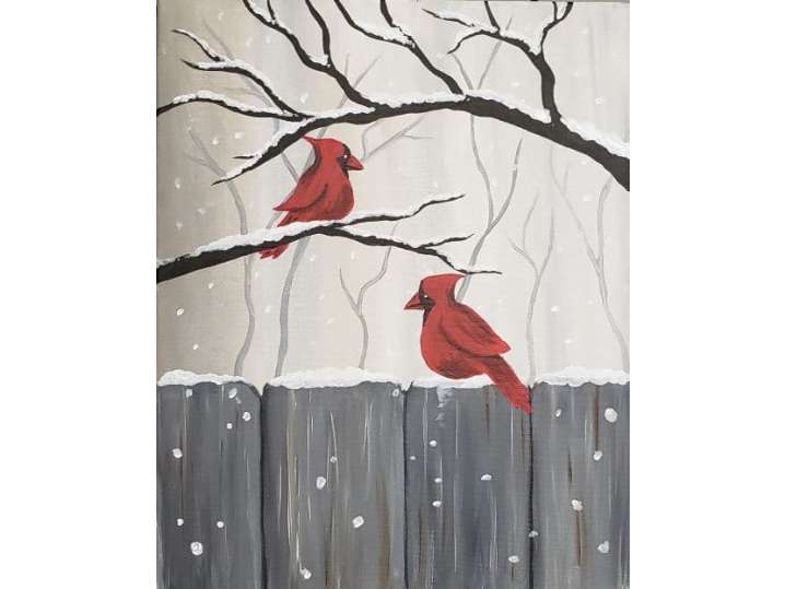Cardinals on a Snowy Day