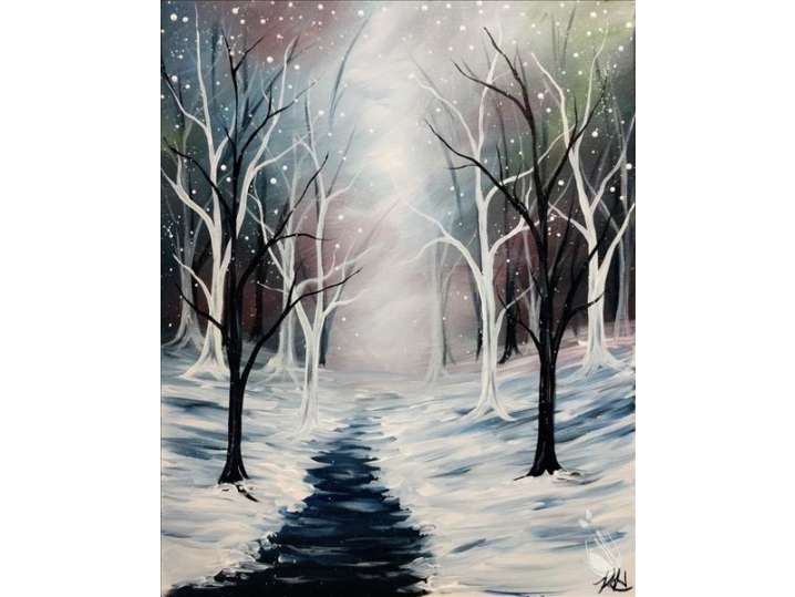 Pastel Hues on a Snowy Night