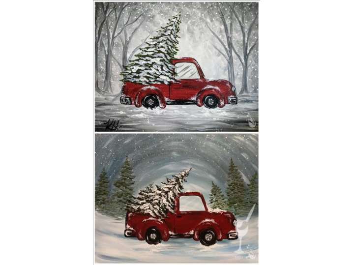 Red Truck Filled with Christmas Joy