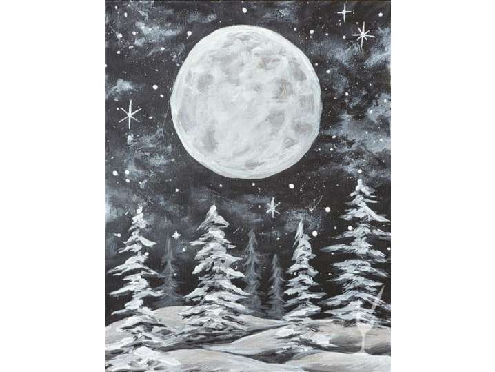 Paint and Sip - Peaceful Monochrome Night Sky Painting - New Braunfels ...