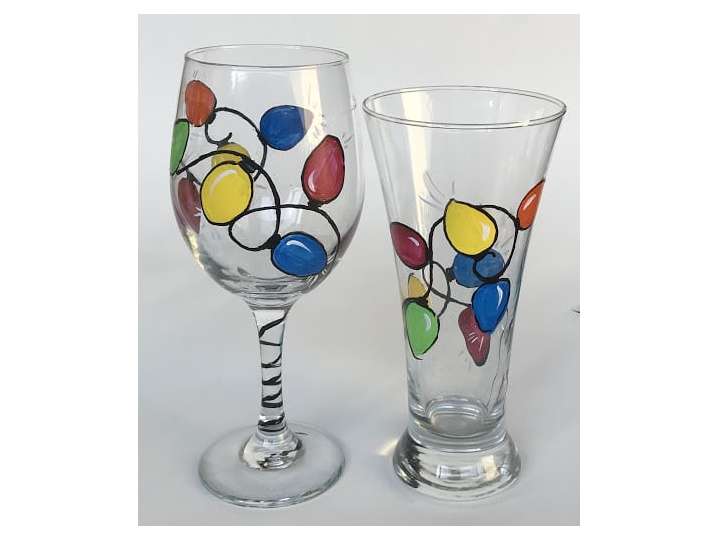 Painted Holiday Wine Glasses