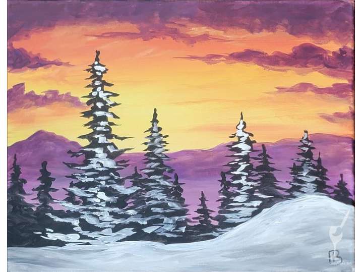 Paint and Sip - Snowy Pine Forest - San Antonio | Classpop!