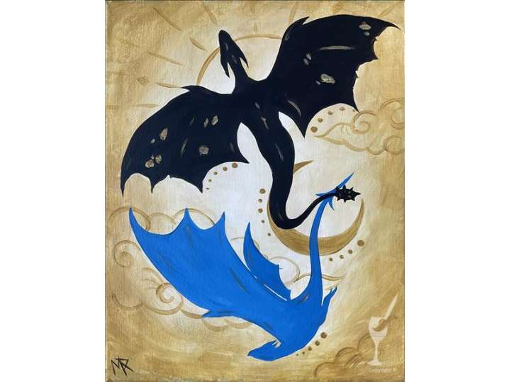 Paint and Sip - Beautiful Fantasy Dragon in Motion - New Braunfels ...