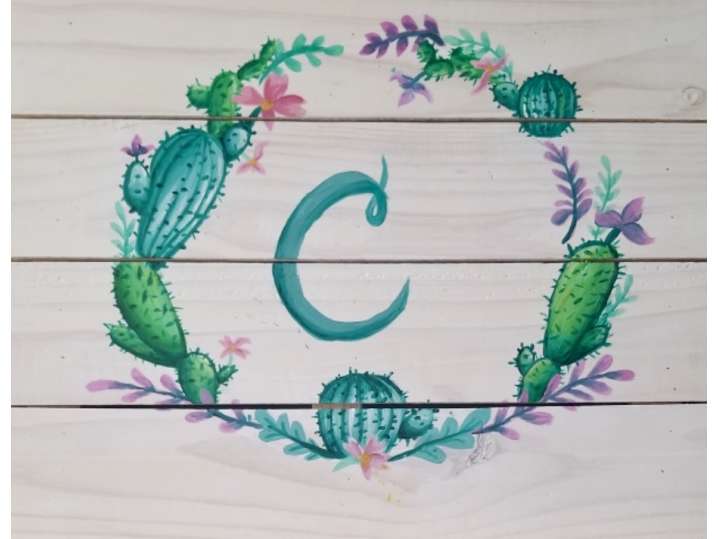 Succulent Monogram Wooden Pallet - Phoenix