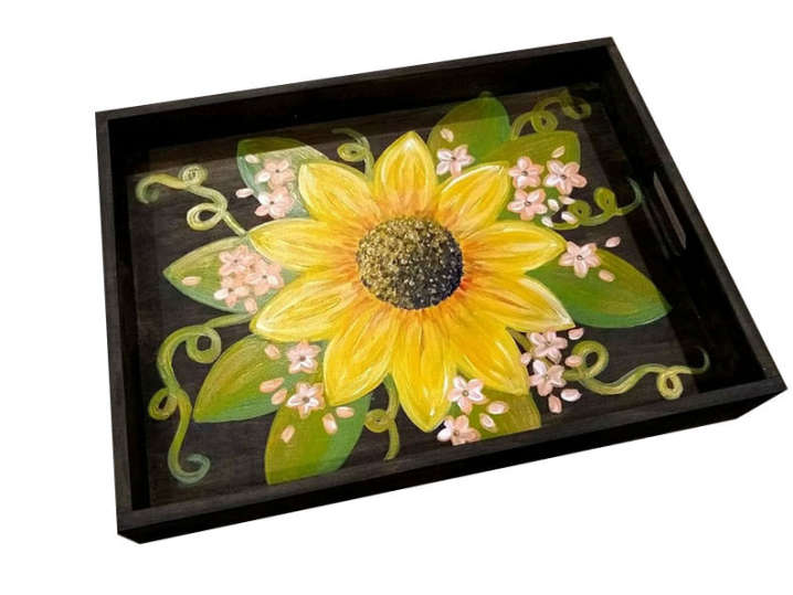 Sunflower Wood Serving Tray - East Brunswick
