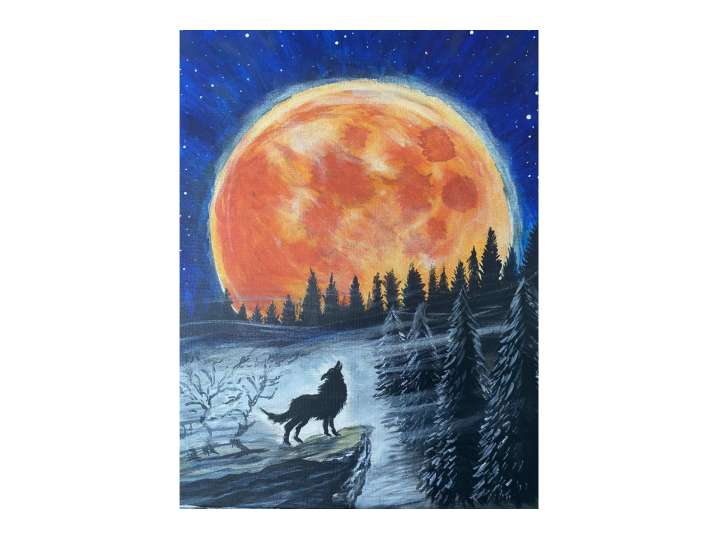 Howling Wolf and Glowing Moon