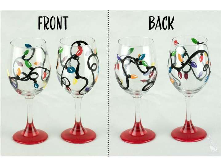 Pair of Festive Wine Glasses