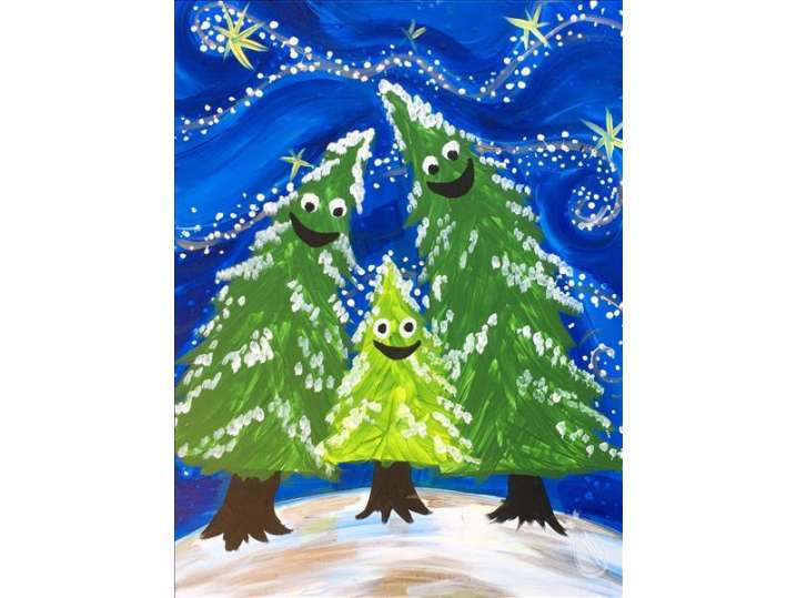 Smiling Family of Christmas Trees