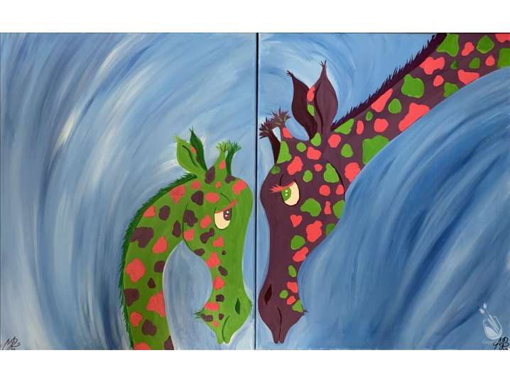 Mother and Child Giraffe Duet