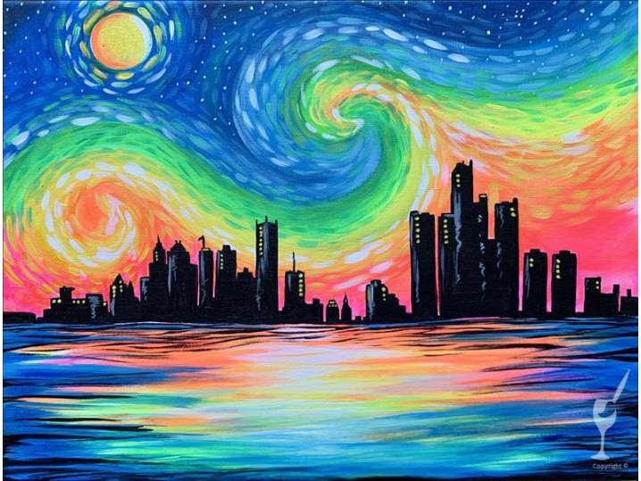 A Colorful City Starry Night