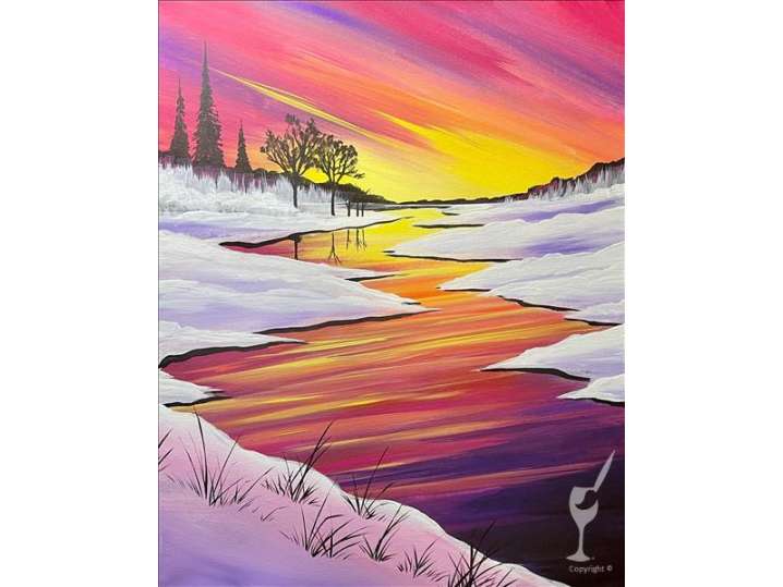 Paint and Sip - Sunset on a Snowy River - Colorado Springs | Classpop!