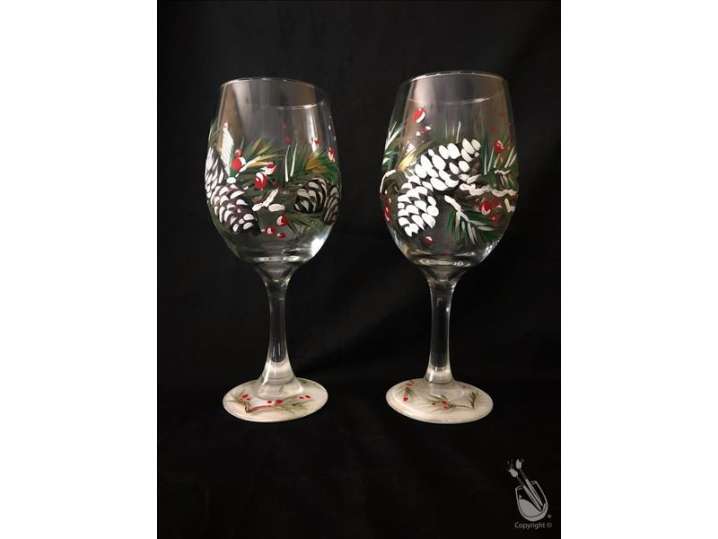 Winter Pine Wine Glasses