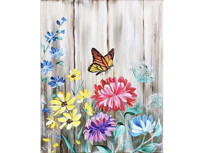 Paint and Sip - Wildflowers with a Butterfly - Houston | Classpop!