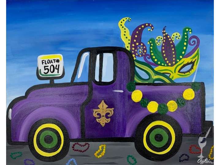 mardi gras paint and sip