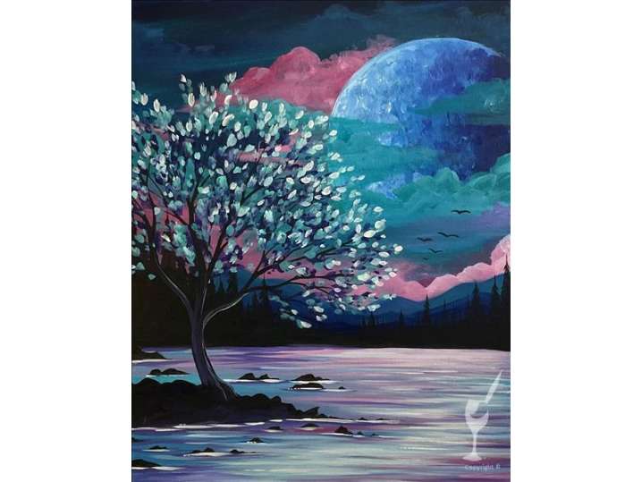 Paint and Sip - Blossoms Aglow in the Moonlight - Houston | Classpop!