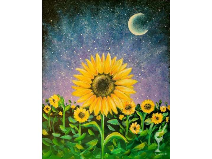 Paint and Sip - Sunflowers at Night - Houston | Classpop!
