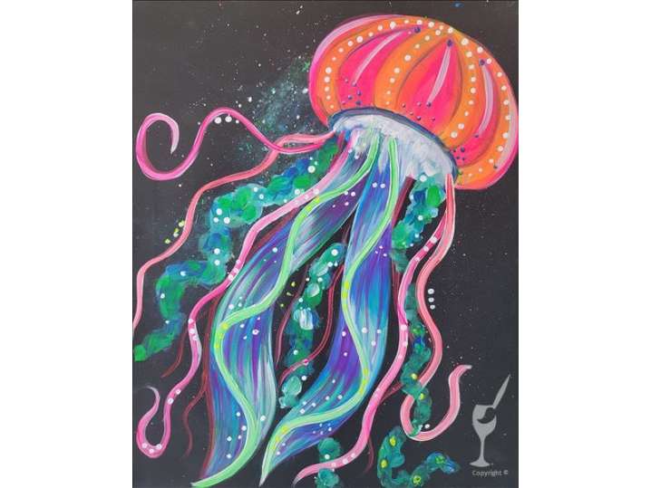 Paint And Sip Glow Up Jelly Fish Houston Classpop