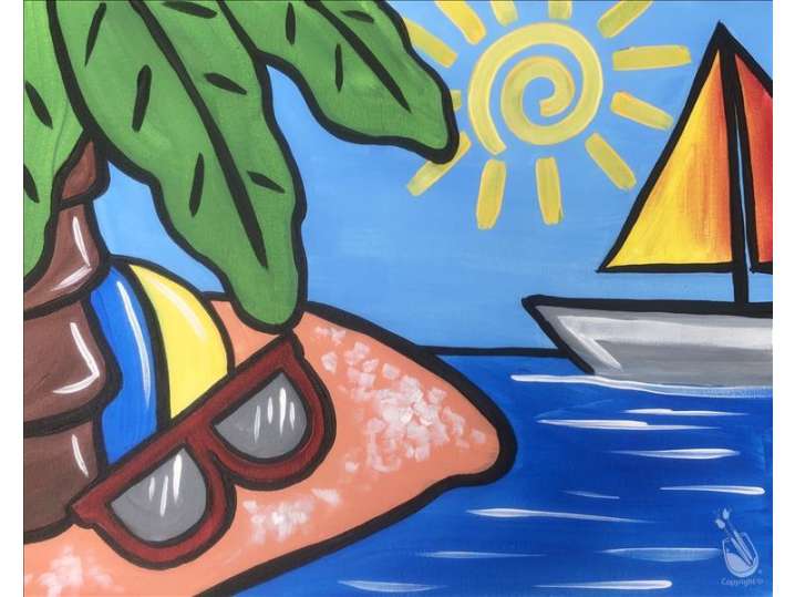 Paint and Sip Beach Day Full of Fun Houston Classpop!