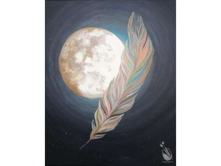 Paint and Sip - Full Moon and Feather - Houston | Classpop!