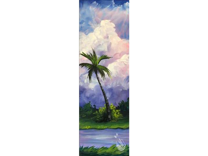 Paradise Palm Under Marshmallow Clouds