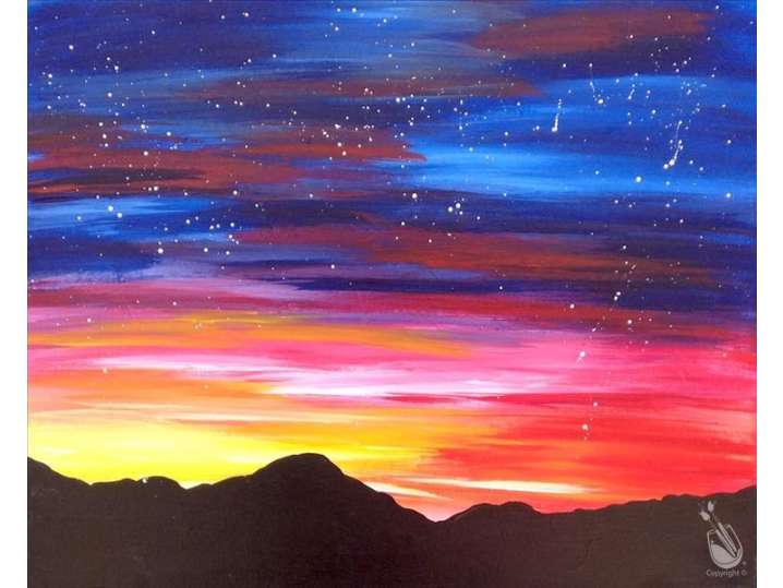 Paint and Sip - Fiery Mountain Sunset (BOGO Drinks!) - Colorado Springs ...