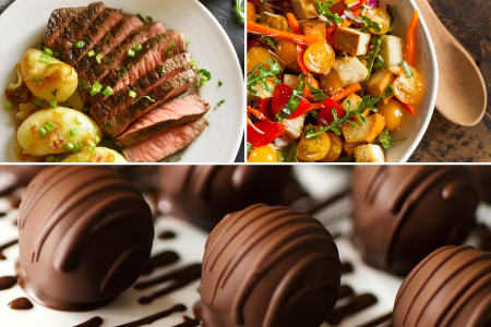 A collage displaying the meals prepared by the chef