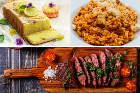 A collage displaying the meals prepared by the chef