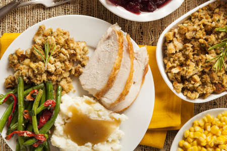 Traditional thanksgiving turkey and sides