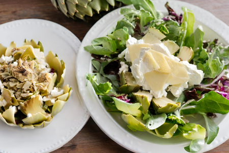 Artichoke, Goat Cheese, Balsamic Crostini Salad With artichoke, goat cheese