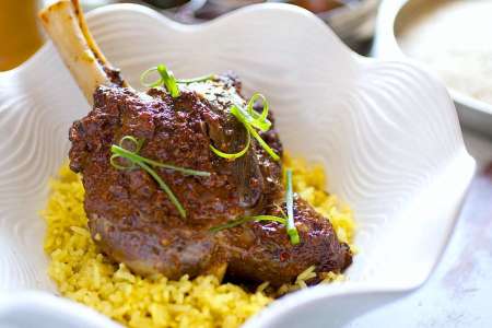 Braised Lamb Shank with saffron rice