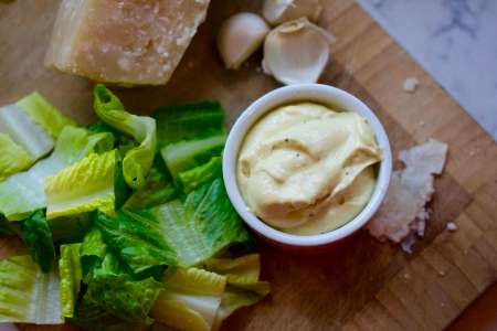 Caesar salad prep