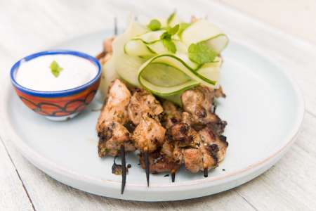 Souvlaki With Tzatziki and Garlic Sauce