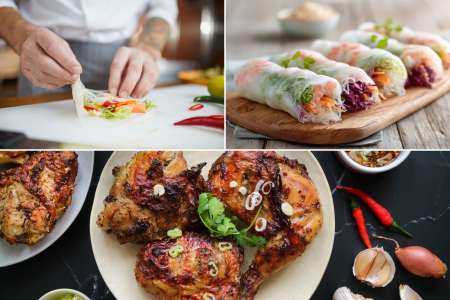 Vietnamese Street Food: Rolls and Lemongrass Chicken
