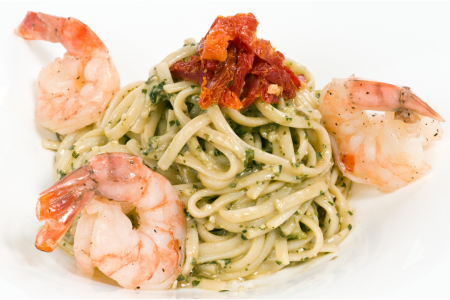 Linguine With Sundried Tomato Pesto With Sautéed Shrimp