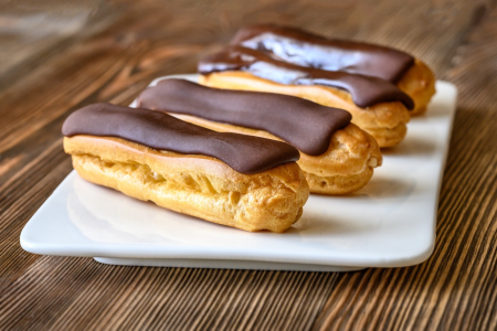 Eclairs on a plate