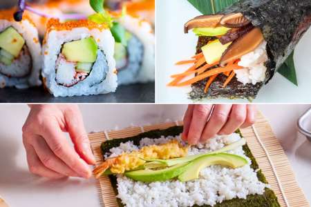 Handmade sushi rolls