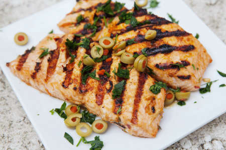 sally salmon with lemon caper salsa