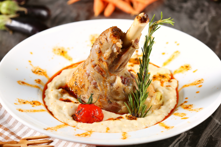 Mediterranean Lamb Shanks with White Bean Puree