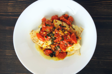 Pan Seared Black cod with Tomato Confit