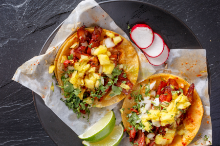 Pork Tenderloin Tacos with pineapple salsa