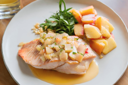 Red Snapper With Peach Ginger Beurre Monte