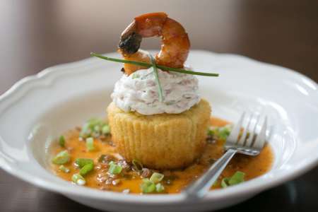 Shrimp with grits cupcake