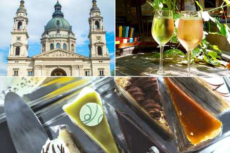 trying desserts and drinking wine in budapest hungary