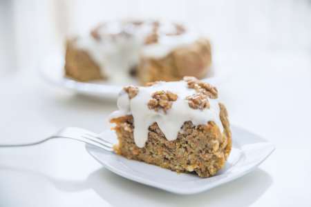 a piece of walnut pie on a a plate